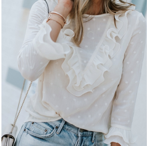 New BOHO Ruffled Swiss Dot Sheer Lace Top … - Picture 10 of 11